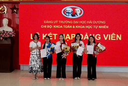 Chi bộ Khoa Toán và Khoa học Tự nhiên tổ chức Lễ kết nạp Đảng viên mới trước thềm năm học 2026 - 2027